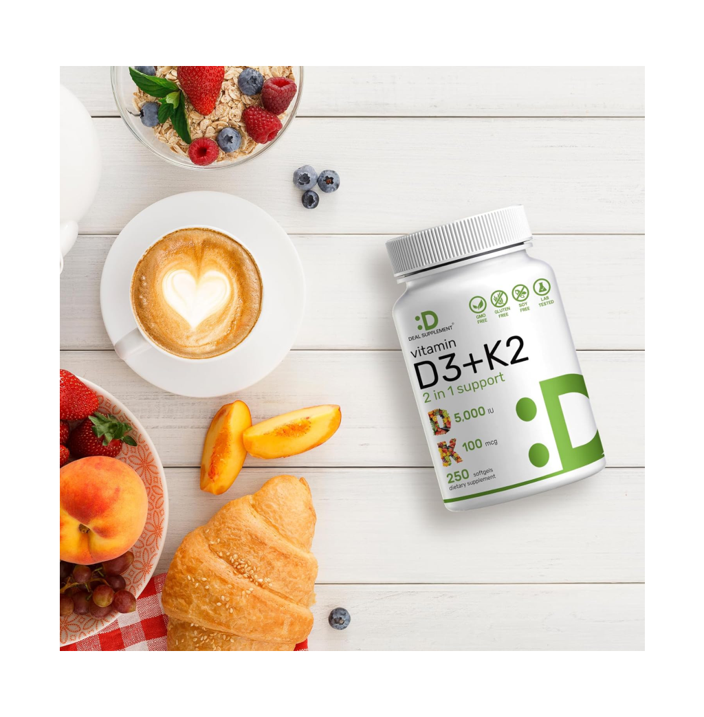 VITAMINA D3 5000 UI Y VITAMINA K2 MK7 - 250 TABS